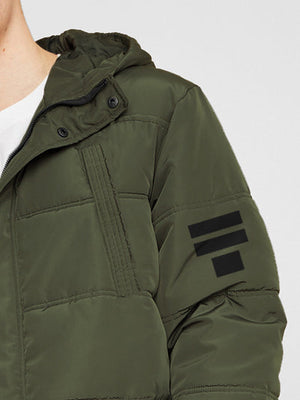 Premium Imported Parachute Long Puffer Jacket-Olive Green-LV102