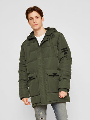 Premium Imported Parachute Long Puffer Jacket-Olive Green-LV102