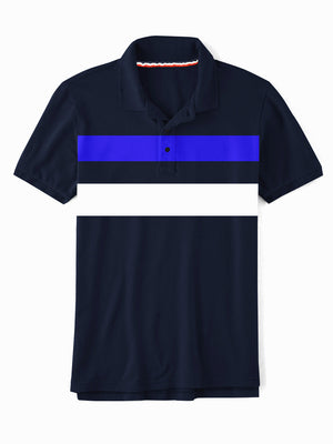 LV Summer Polo Shirt For Men-Dark Navy With Multi Panel-NA14352