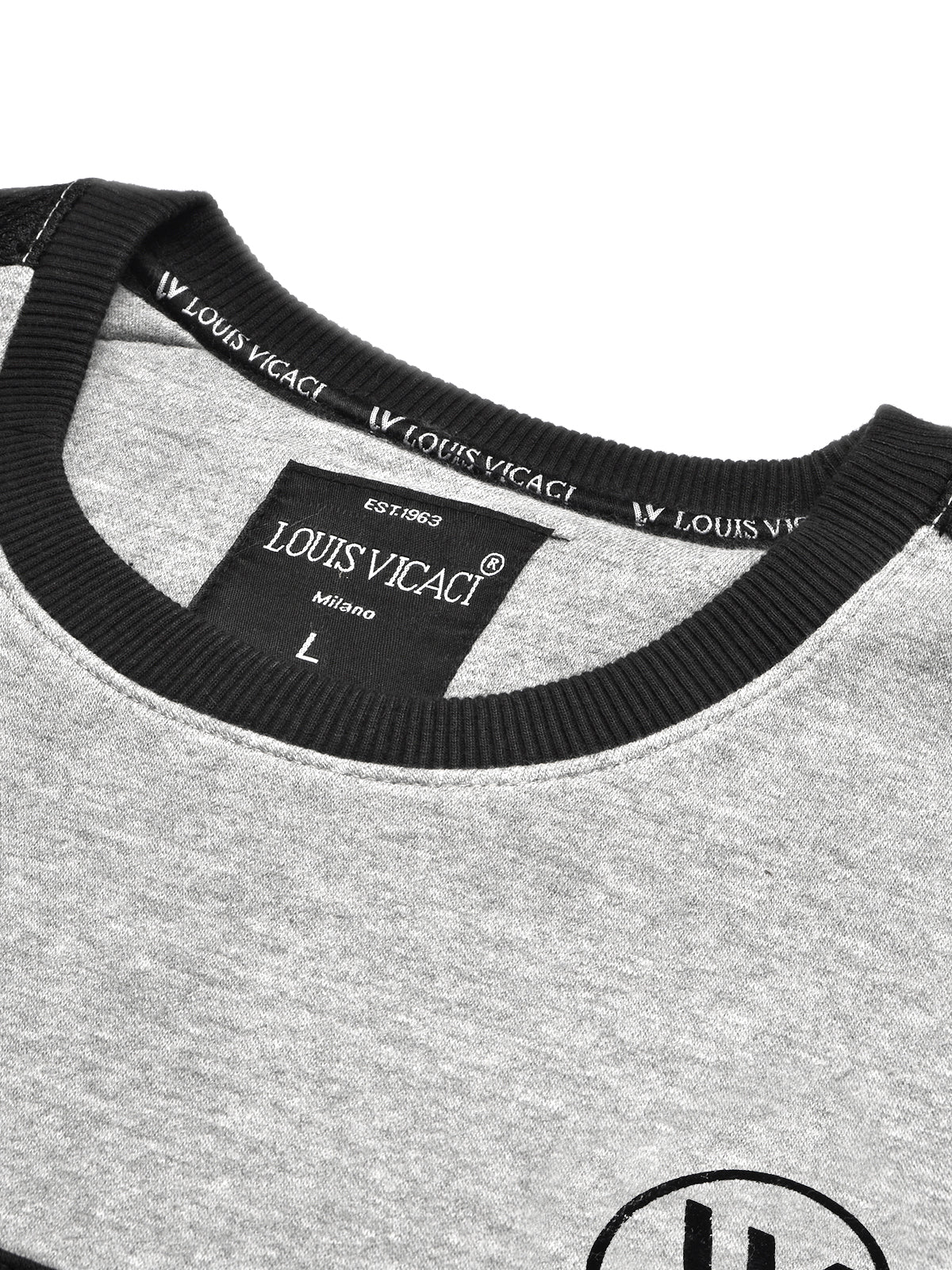 Louis Vicaci Fleece Sweatshirt For Men-Black with Gey Melange-BR833