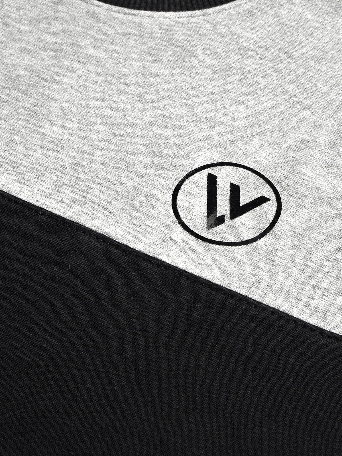 Louis Vicaci Fleece Sweatshirt For Men-Black with Gey Melange-BR833