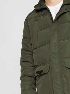 Premium Imported Parachute Long Puffer Jacket-Olive Green-LV102