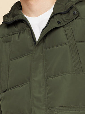 Premium Imported Parachute Long Puffer Jacket-Olive Green-LV102