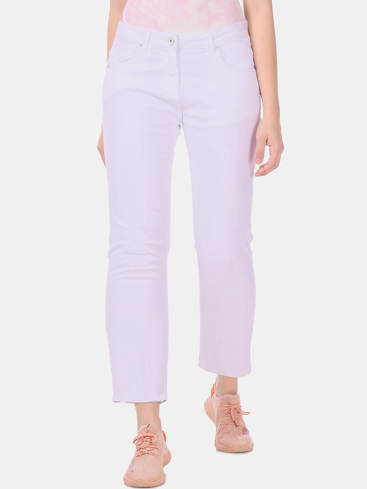 Authentic Slouchy Fit Cotton Denim For Ladies-Light Purple-CSD03