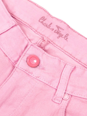 Charlis Togle Slim Fit Cotton Denim For Ladies-Light Pink-BR13534