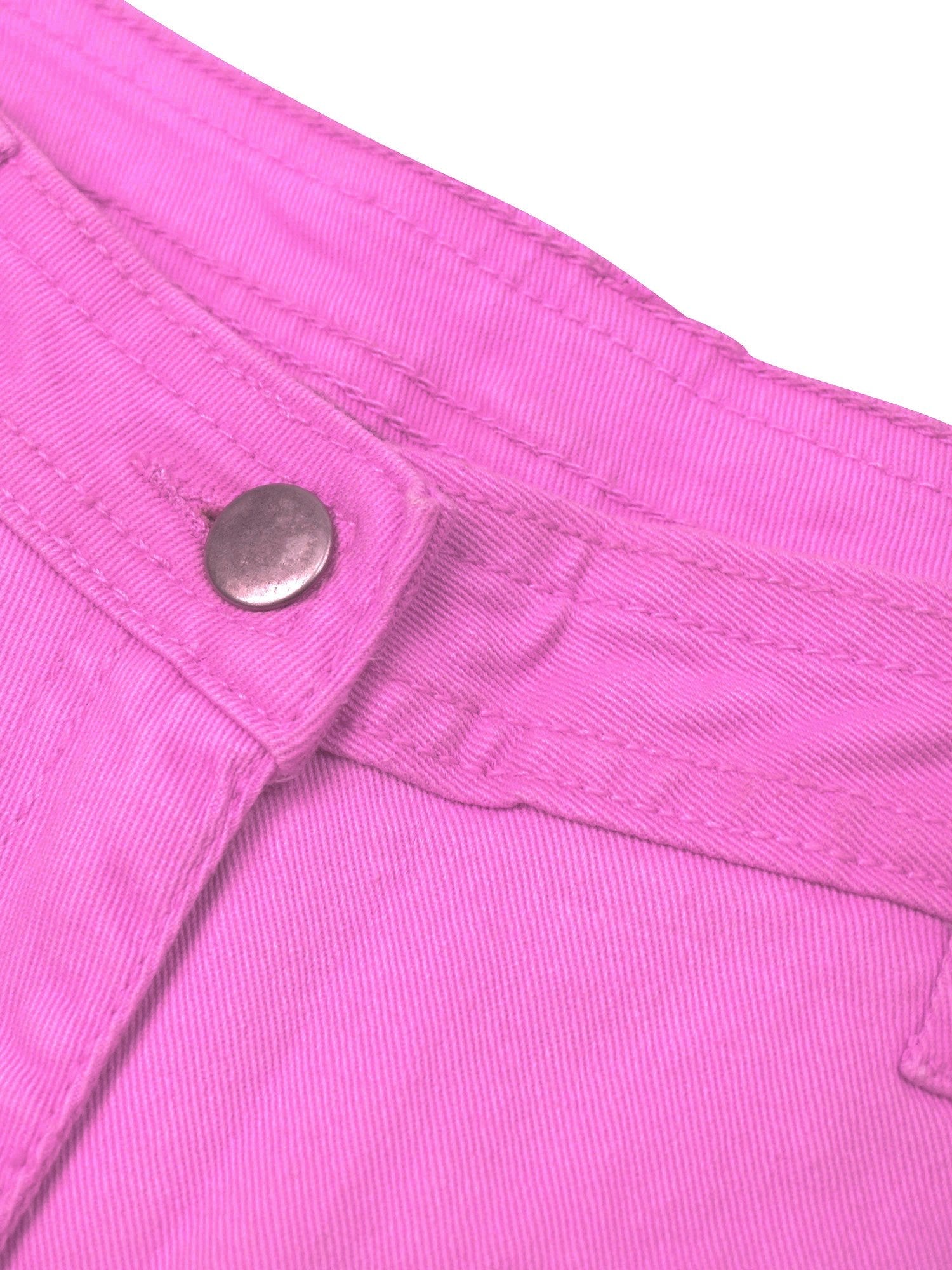 Metro Style Slouchy Fit Cotton Denim For Ladies-Magenta-CSD09