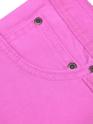 Metro Style Slouchy Fit Cotton Denim For Ladies-Magenta-CSD09