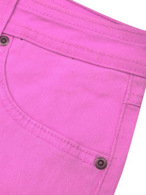 Metro Style Slouchy Fit Cotton Denim For Ladies-Magenta-CSD09