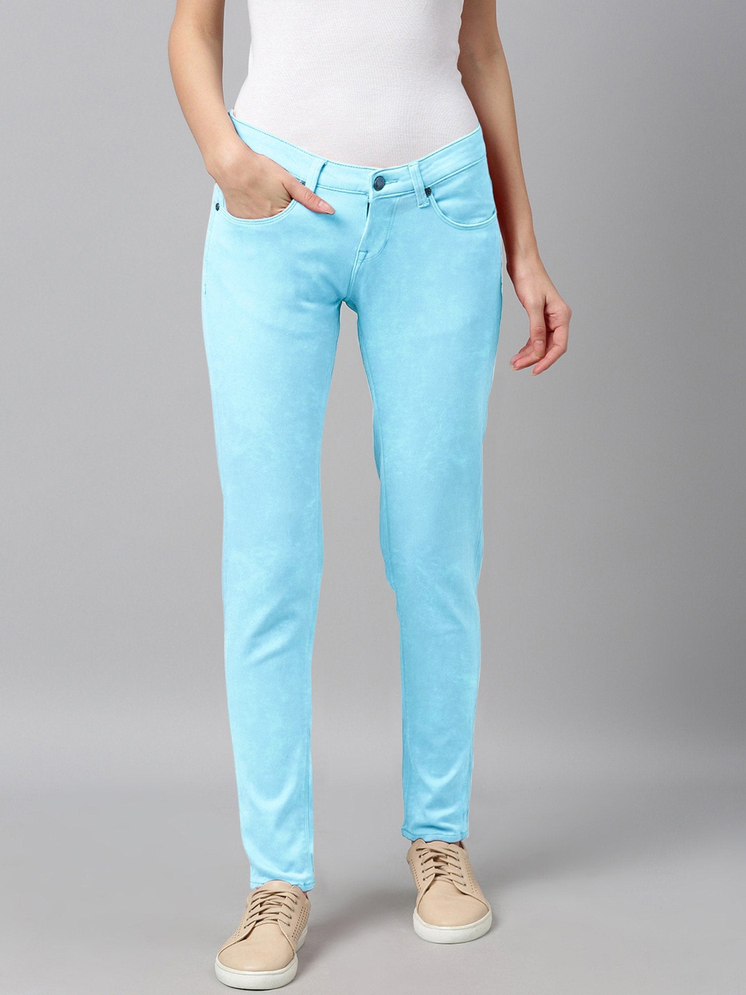 Denim Co Slim Fit Cotton Denim For Ladies-Sky Faded-CSD10