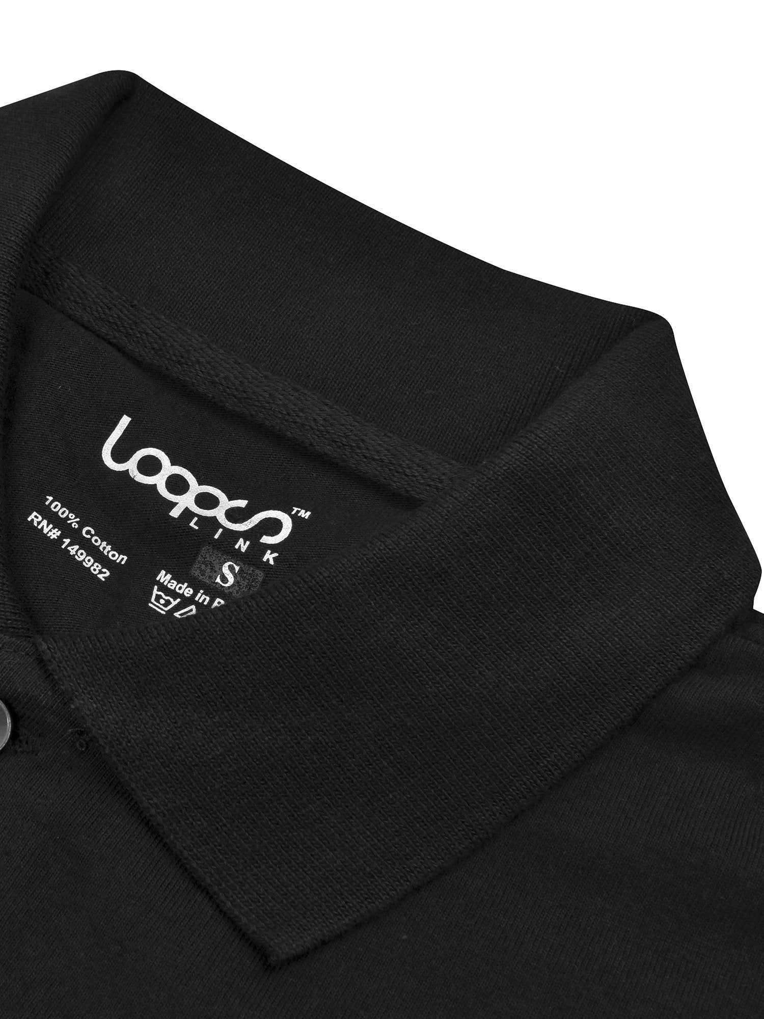 Loops Single Jersey Polo Shirt For Men-Black-BR13153