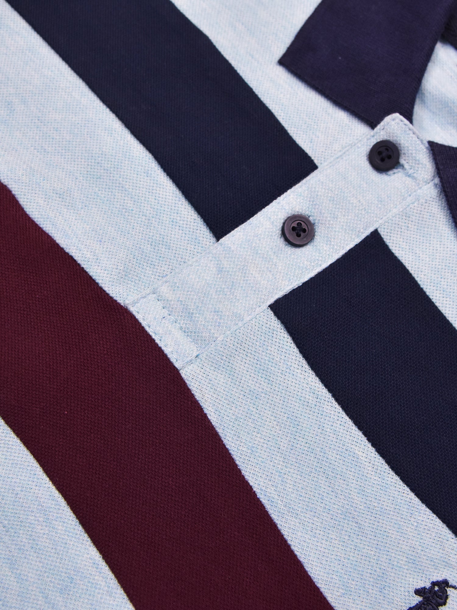 PRL Summer Polo Shirt For Men-Sky Melange with Navy & Maroon Panel-BR13098
