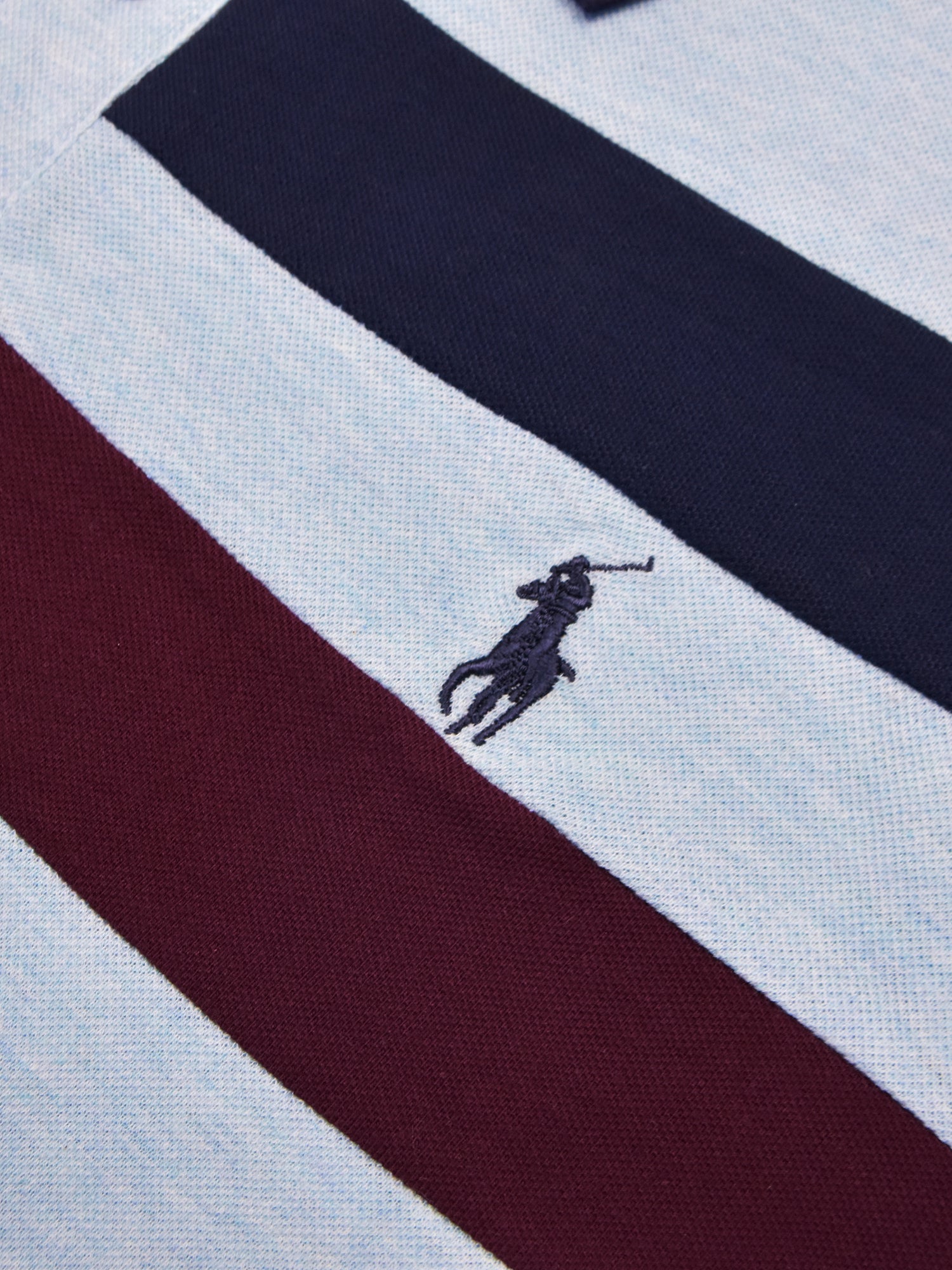 PRL Summer Polo Shirt For Men-Sky Melange with Navy & Maroon Panel-BR13098