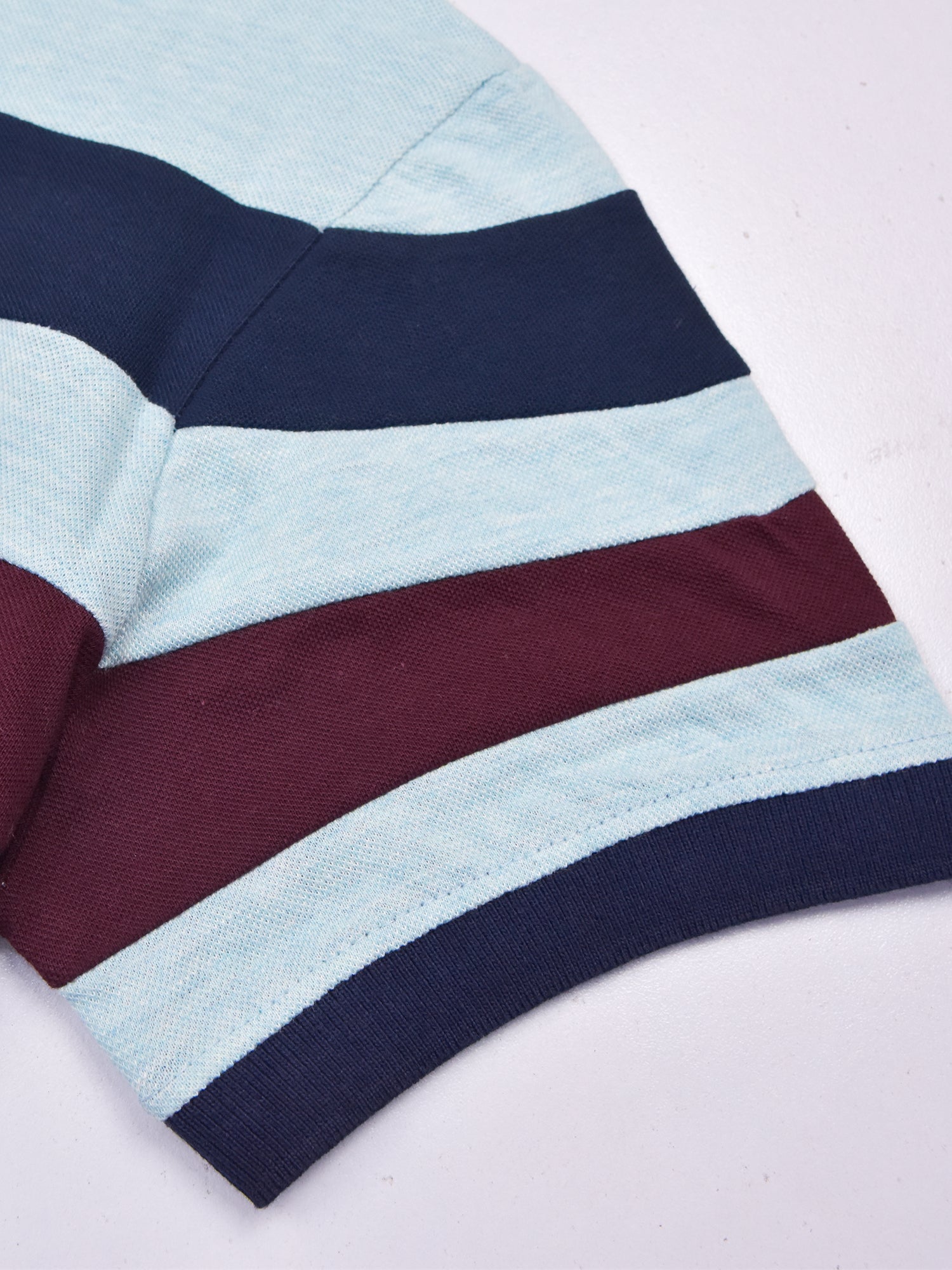 PRL Summer Polo Shirt For Men-Sky Melange with Navy & Maroon Panel-BR13098