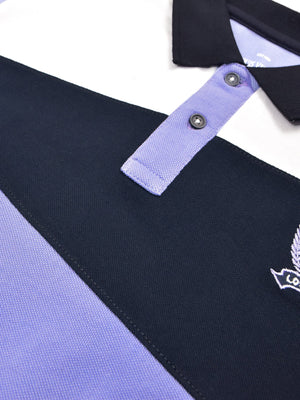 Summer Polo Shirt For Men-Light Blue with Navy & White-BE16986