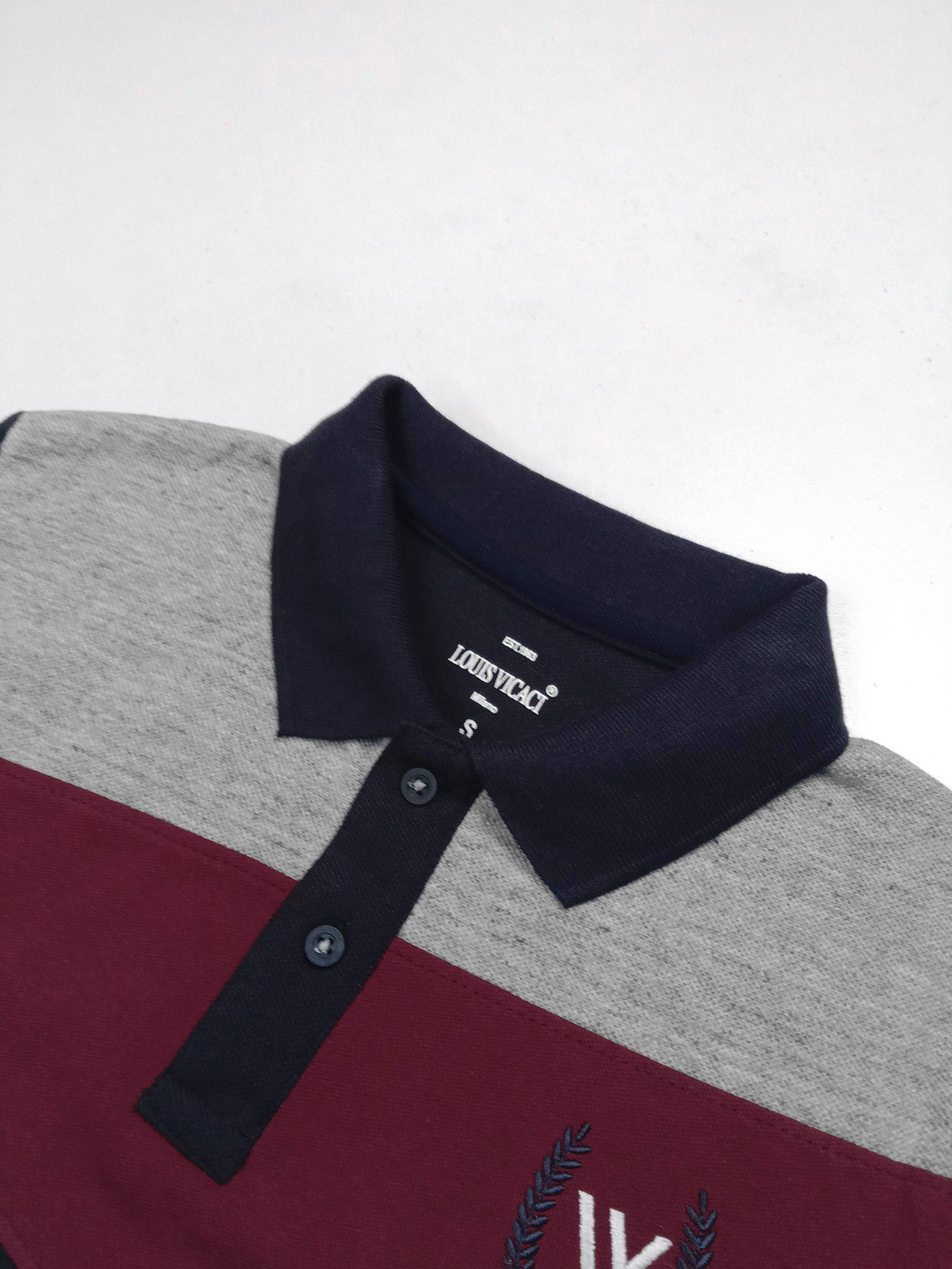 LV Summer Polo Shirt For Men-Navy with Grey Melange & Maroon-RT2327
