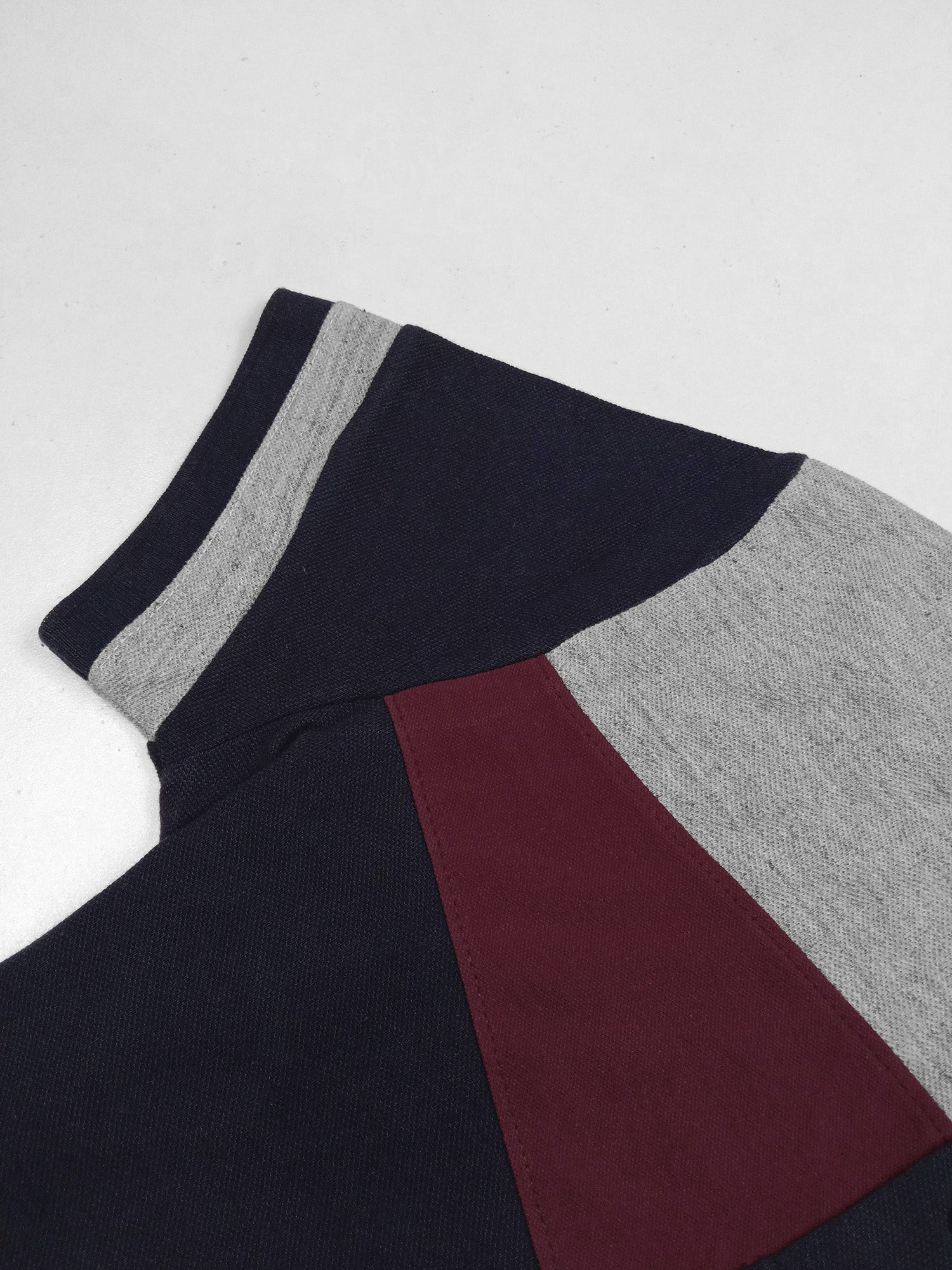 LV Summer Polo Shirt For Men-Navy with Grey Melange & Maroon-RT2327