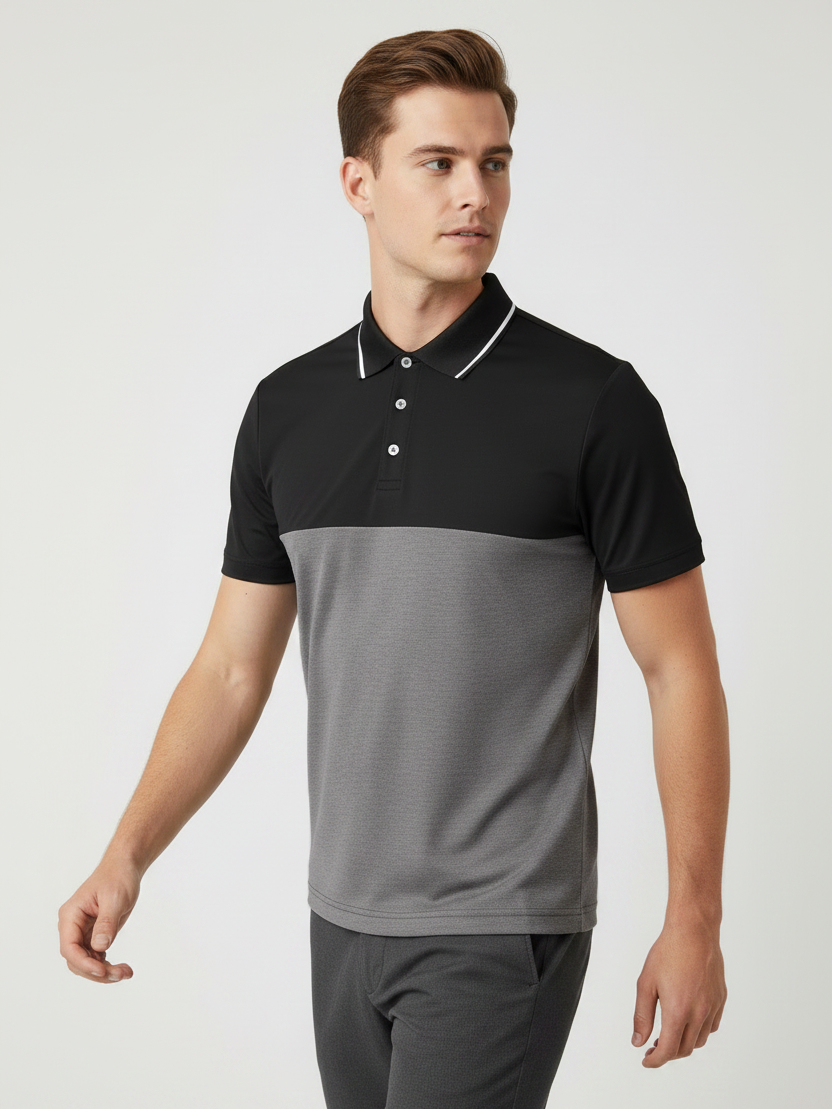 Rawgear Summer Colorblock Polo Shirt For Men-Black & Grey-LV1716