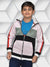 NXT Inner Fur Hood Fleece Full Zipper Hoodie For Kids-Light Pink with Blak Panel & Multi Stripes-BR14479