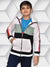 NXT Inner Fur Hood Fleece Full Zipper Hoodie For Kids-Light Pink with Blak Panel & Multi Stripes-BR14479