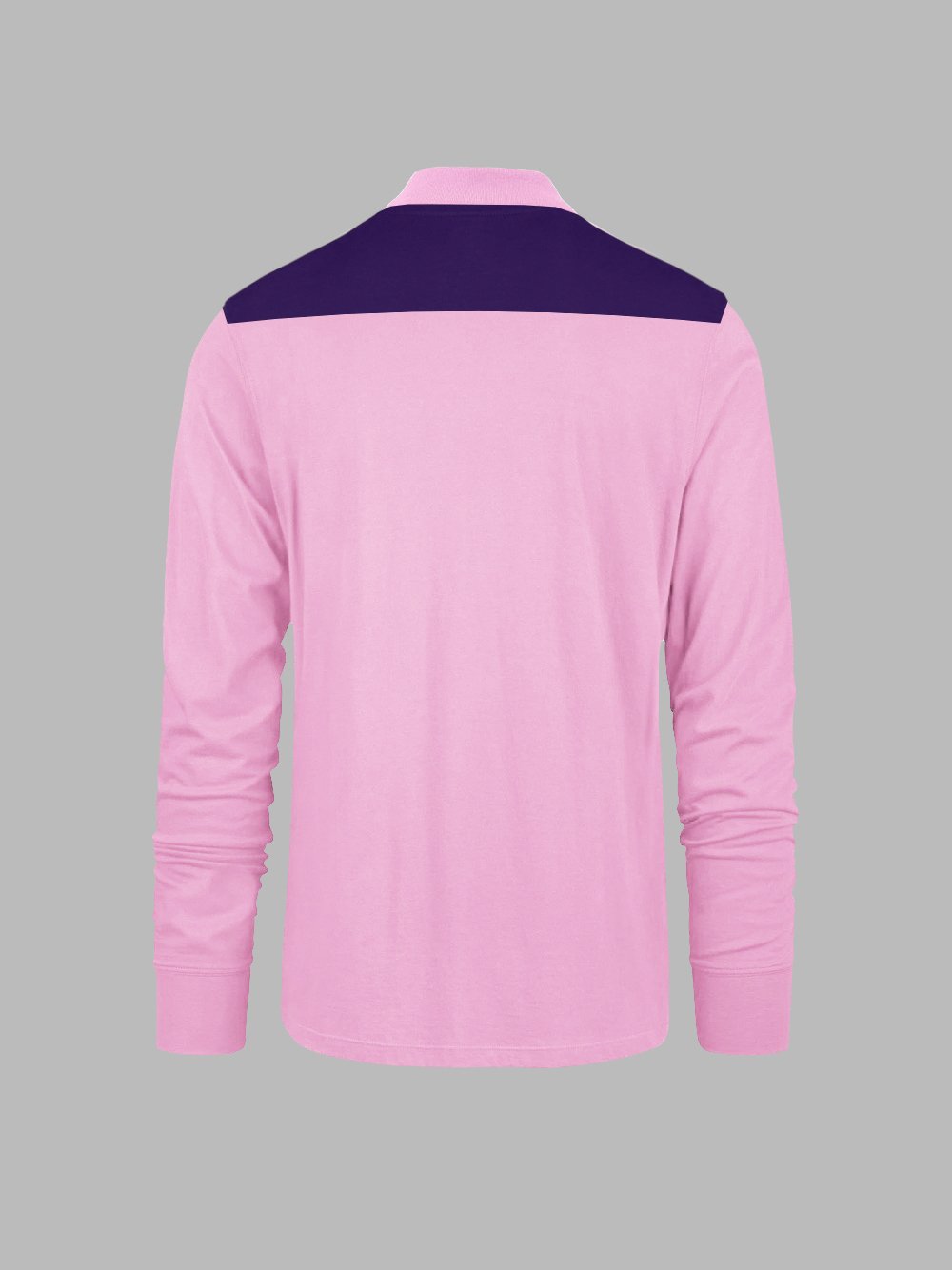 Louis Vicaci Long Sleeve Polo For Men-Light Pink with Purple-BR887