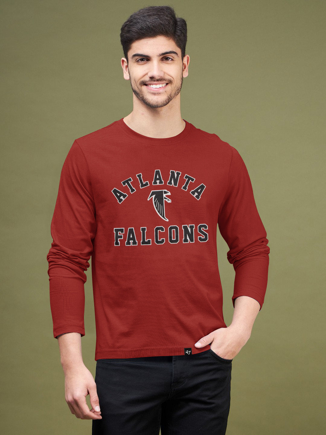 47 Single Jersey Crew Neck Long Sleeve Shirt For Men-Red-SP1845