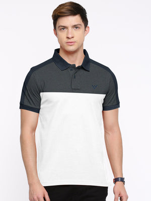Summer Polo Shirt For Men-Charcoal Melange With White-AN4157