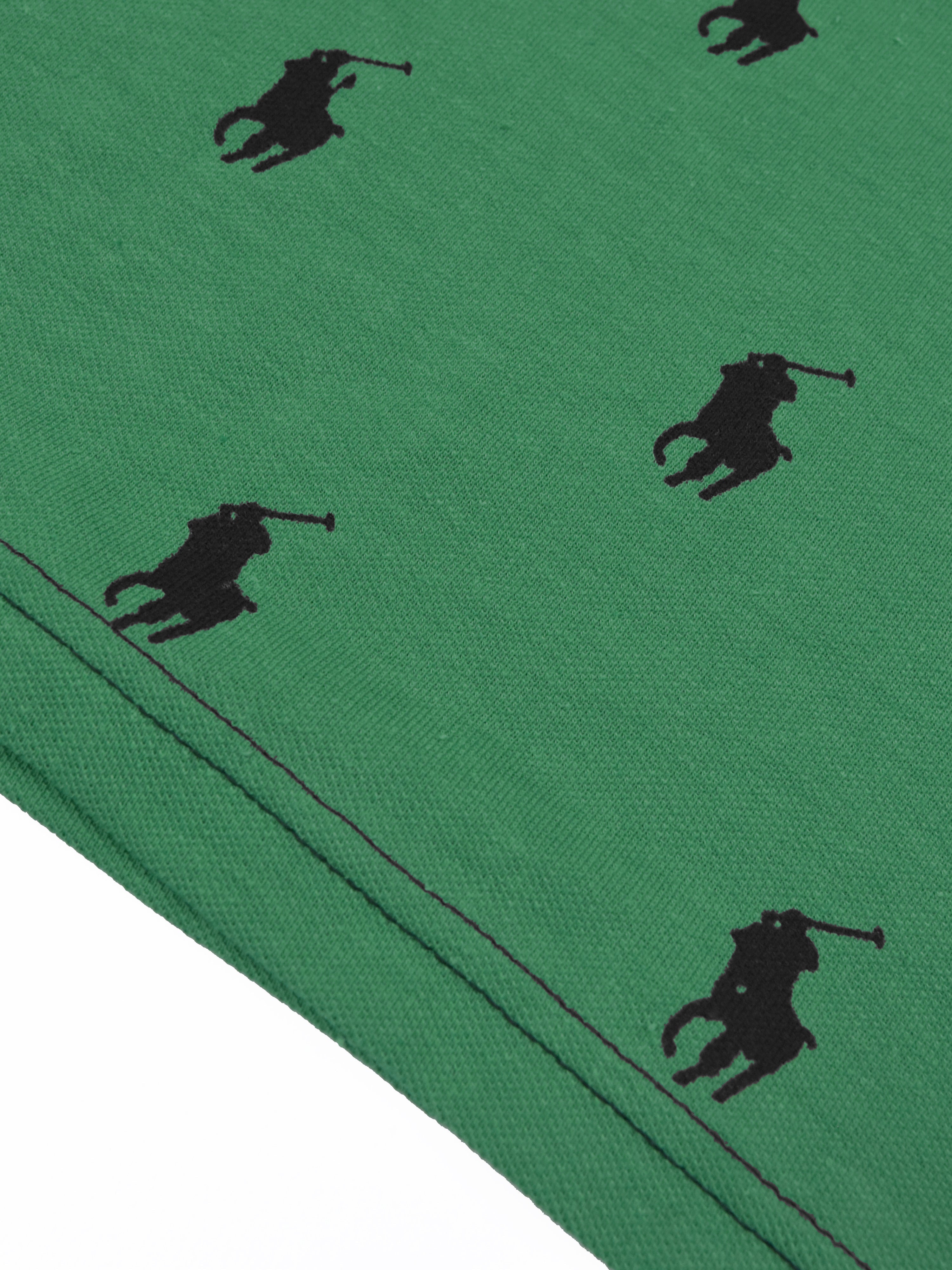 Summer Polo Shirt For Men-Green Melange with Allover Print-RT2340