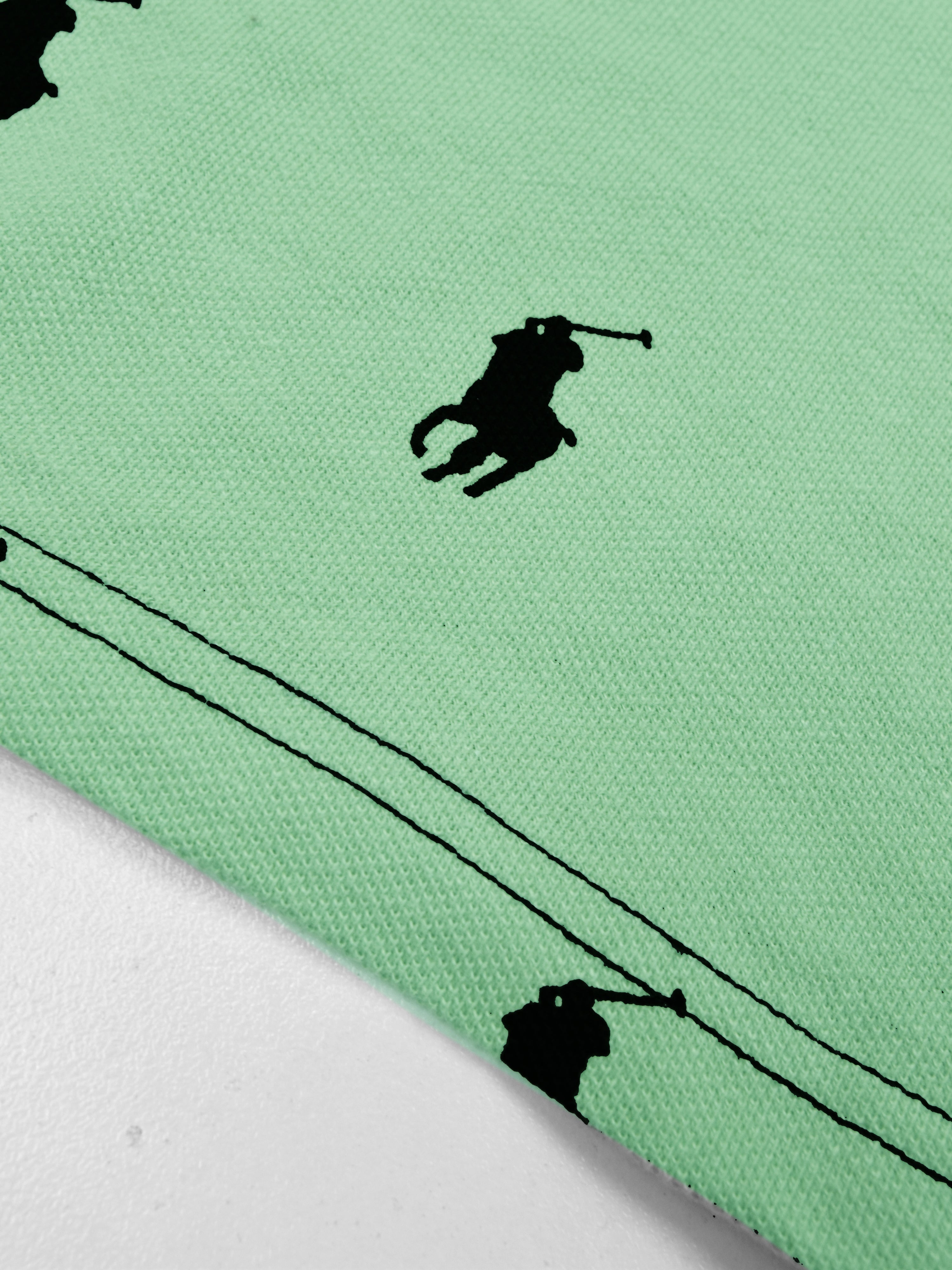 Summer Polo Shirt For Men-Light Green with Allover Print-RT2335