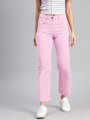 Authentic Slouchy Fit Cotton Denim For Ladies-Light Pink-CSD06