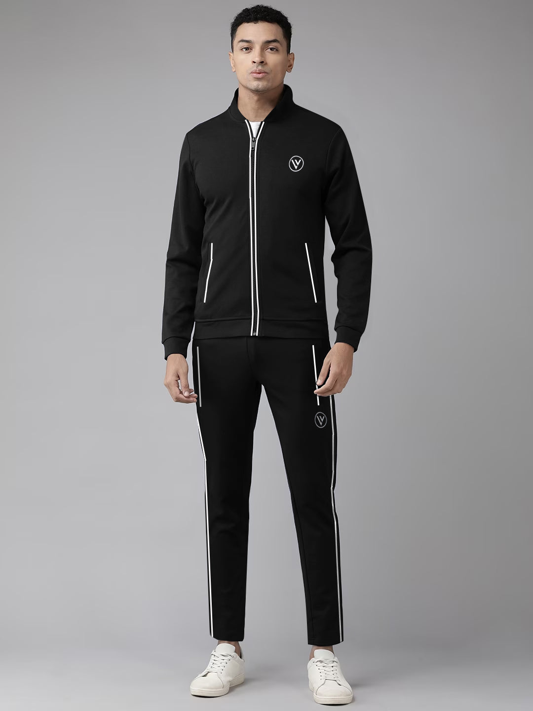 Louis Vicaci Fleece Zipper Tracksuit For Men Black BR835