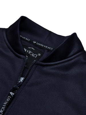 Louis Vicaci Stylish Zipper Mock Neck For Men-Dark Navy-BR1049