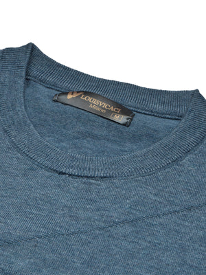 Louis Vicaci Full Sleeve Wool Sweatshirt For Men-Dark Blue Melange-BR1037