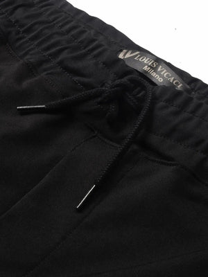 Louis Vicaci Slim Fit Lycra Trouser Pent For Men-Black-BE17553/RT1826 LV Lycra Trouser