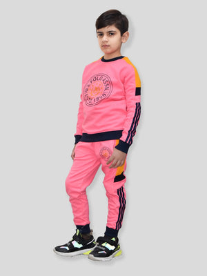 U.S Polo Assn Fleece Tracksuit For Kids-Pink-BR911