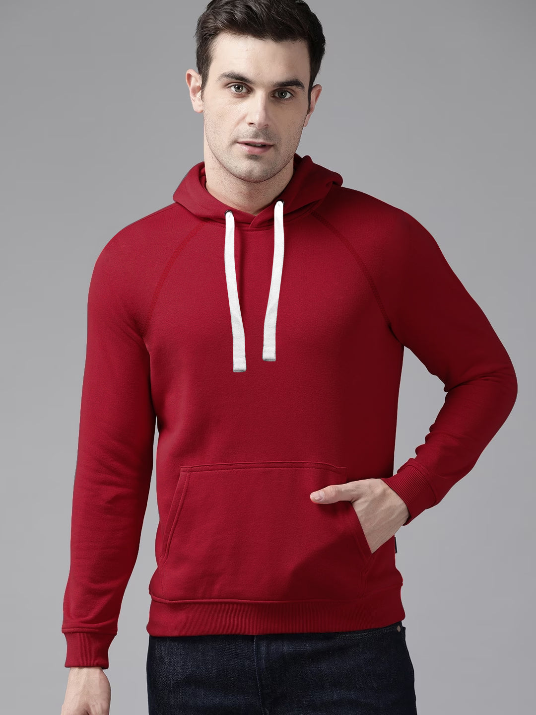 Louis Vicaci Fleece Pullover Hoodie For Men Dark Red BR841