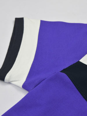 Summer Polo Shirt For Men-Purple Blue with Black & White-BE16991