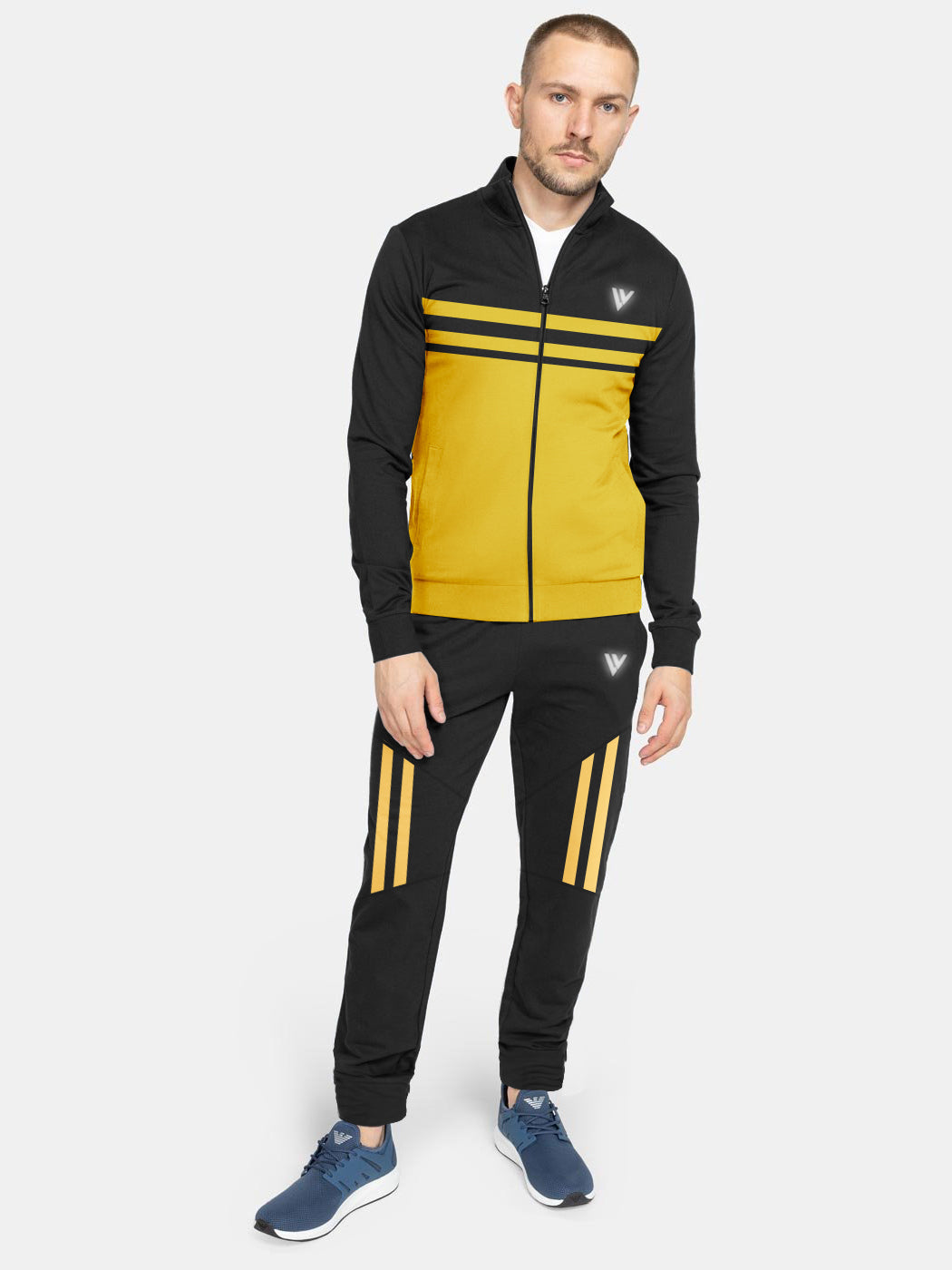 Black and yellow tracksuit mens best sale